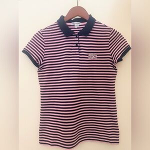 Lacoste Women’s Striped Pink and Black Polo Shirt. Limited edition. Size 38 S/M